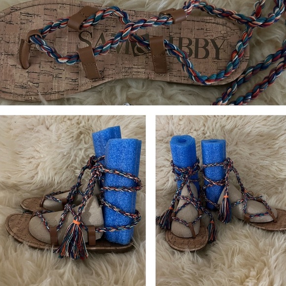 Sam & Libby Boho Braided Wrap Fringe Gladiator Sandals - Picture 8 of 8